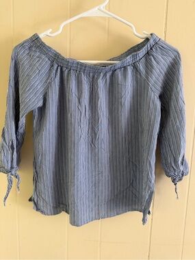 Must Have Striped Blue Off-Shoulder Top
